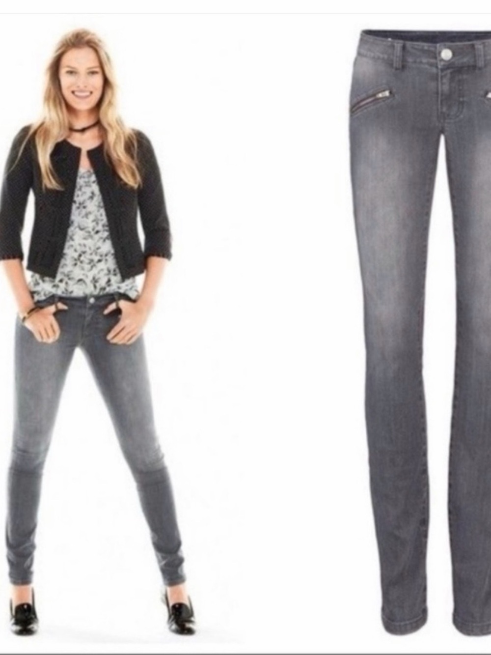 CAbi zip Skinny Jeans in Light Gray Wash #5167 - Picture 2 of 6